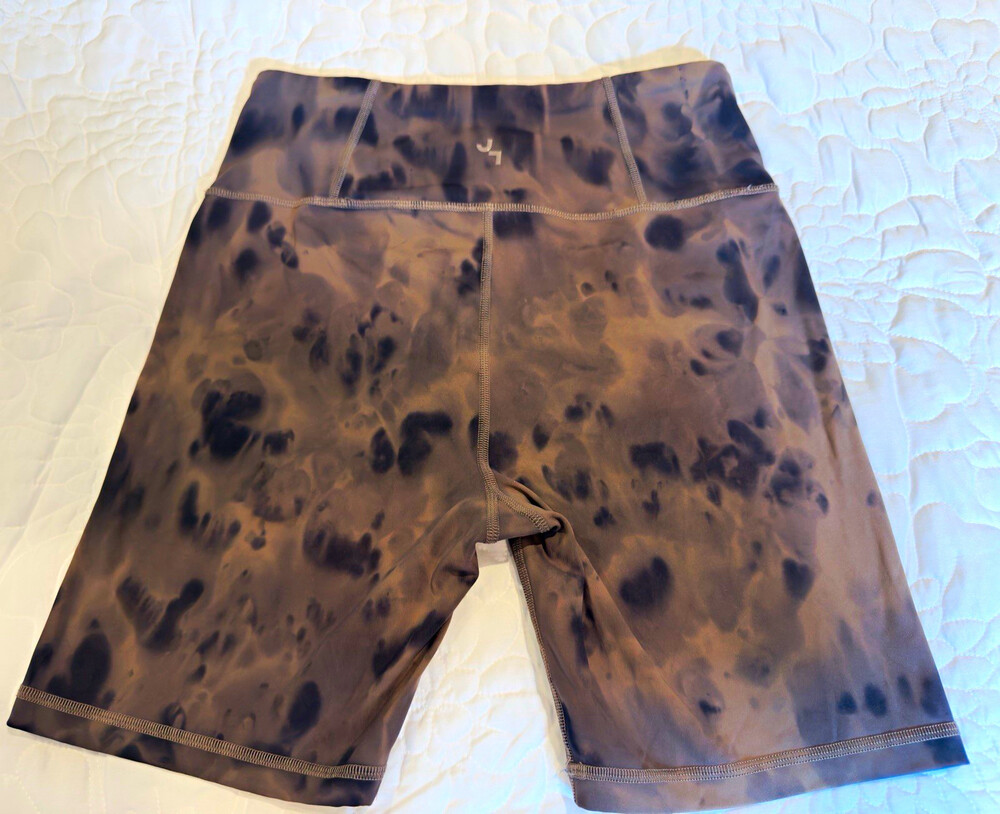 Joy Lab Women's Tie-Dye Biker Shorts M Brown/Black Stretch Elastic Waist Yoga